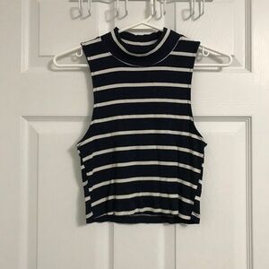 Y2K Aeropostale Muscle Tank L Navy Blue White Stripes Sleeveless